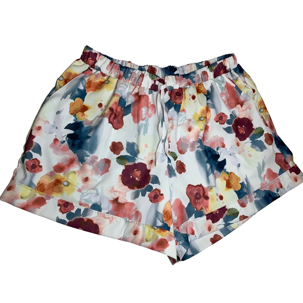 Floral Watercolor Drawstring Shorts Plus Size 3XL 100% Cotton Preloved